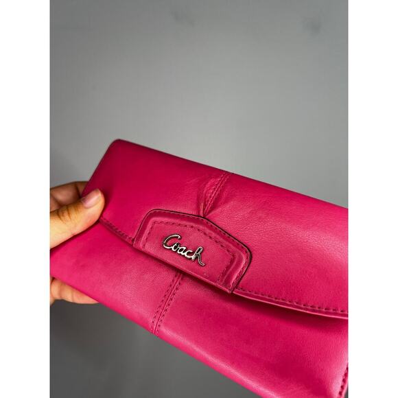 Y2K Coach Hot Pink Ashley TriFold Pleated Wallet - Picture 5 of 6